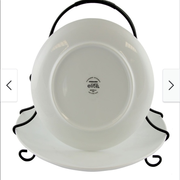 Gibson Elite Gracious Dining 2 Tiered Serving Set with Metal Rack in Whi… - Picture 3 of 5